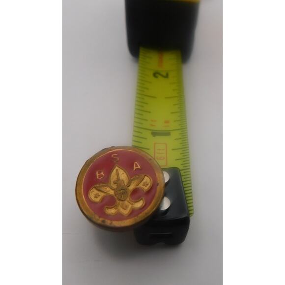 BSA Vintage Fleur-De-Lis Red and Gold Brass Pin Mid 1960's Preowned - Picture 3 of 3